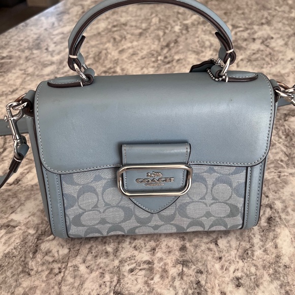 Square .Coach Morgan Leather Cossbody Light Blue and Wallet - Picture 5 of 5